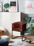 GINER Y COLOMER Chaise en cuir naturel avec piètement métal marron et noir - Assise 45 cm de large